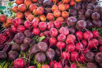 Beet Fritters with Beet Greens Yogurt