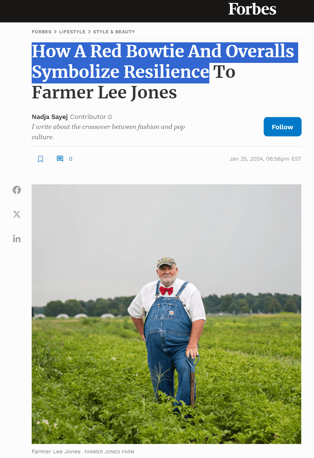 Forbes: How A Red Bowtie And Overalls Symbolize Resilience